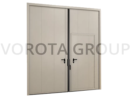 Распашные противопожарные ворота с калиткой 3000x2500 серые